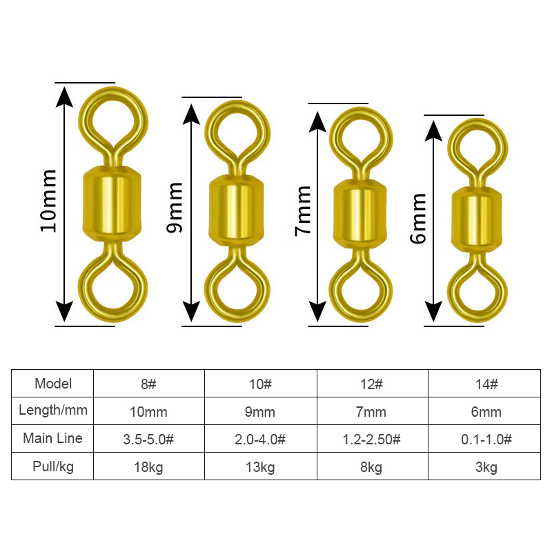 Gold Fishing Swivel Connector Ball Bearing Snap Fishing Swivels Rolling Stainless Steel Bead Fishing Accessories