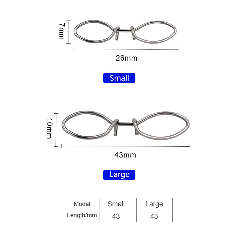 Stainless Steel Fishing Quick Spectacle Style Snap Long Line Fishing Connector Saltwater Swivel Fishing Snap Connector