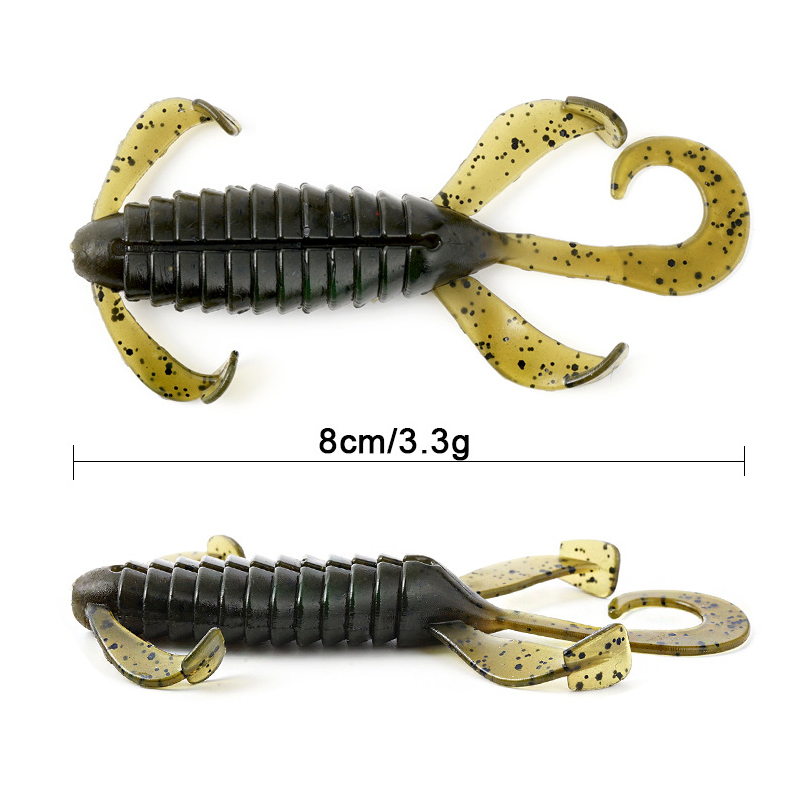 Artificial Quality TPR Material Fishing Shrimp Lure Bait 80mm 3.3g Floating Curled Swimming Soft Shrimp Bait