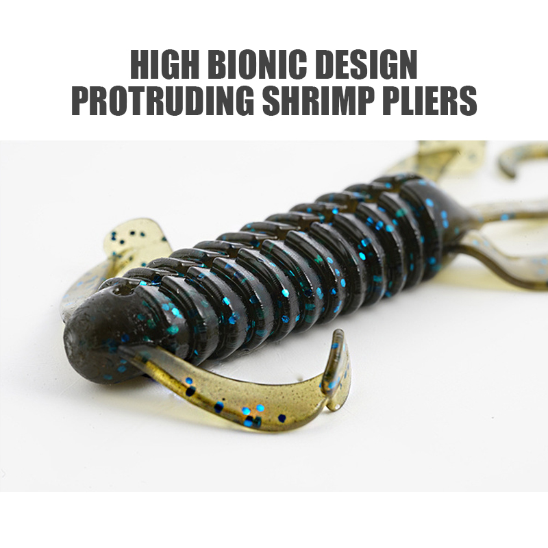 Artificial Quality TPR Material Fishing Shrimp Lure Bait 80mm 3.3g Floating Curled Swimming Soft Shrimp Bait