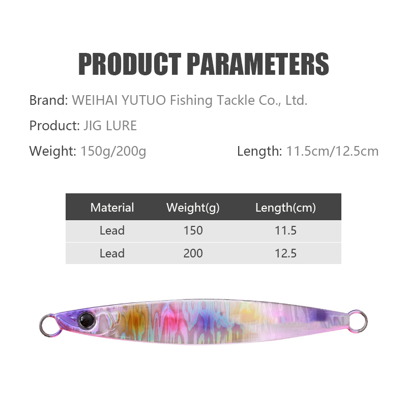 Jigging Lure Deep Sea Speed Fishing Lure 150g 200g Artificial Lead Lure Luminous Vertical jigging Lure For Saltwater