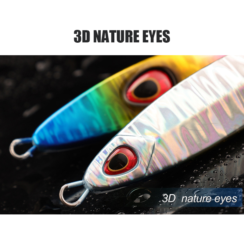 Slow Sinking Bionic Red Eyes Metal Fishing Lure 40g 60g 80g Saltwater Jigging Lead Fish Bait Artificial Fishing Tackle Gear